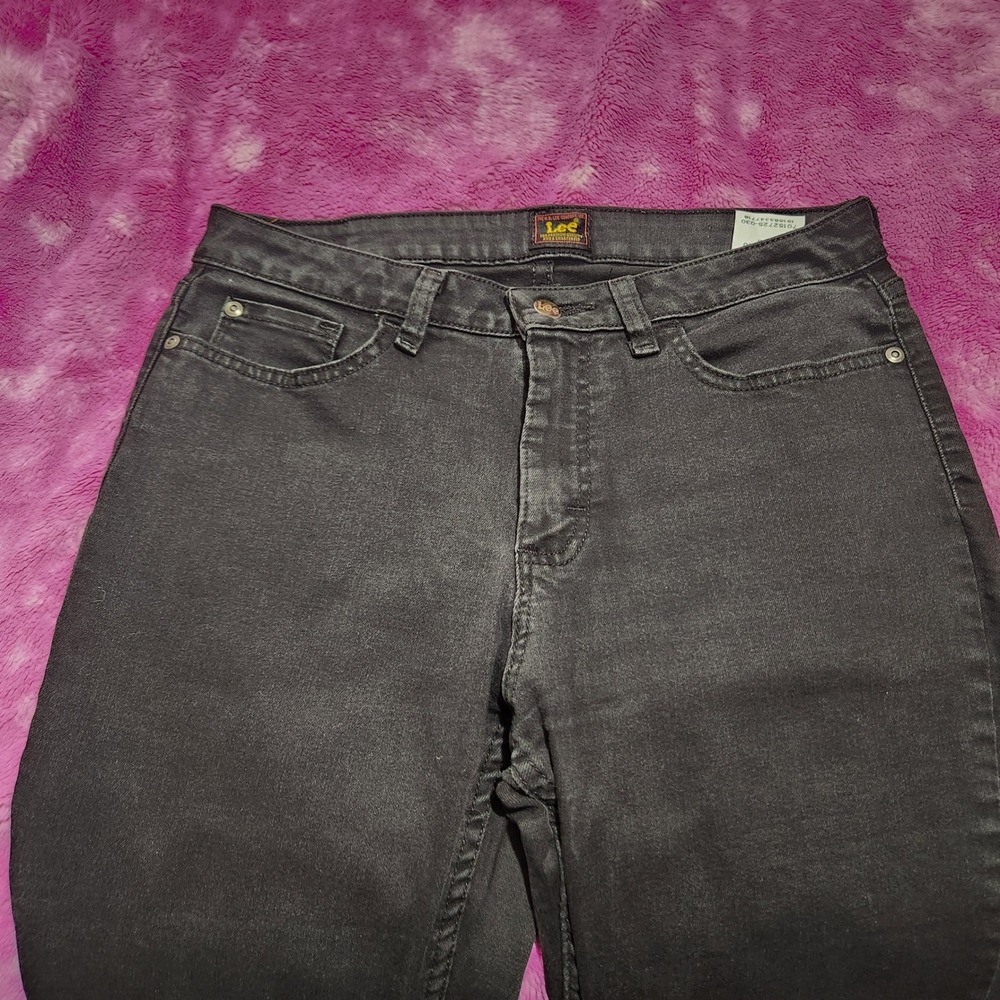 Lee Jeans Women's Size 10 Mid Rise‎ Straight Black Denim Stretch Made in Mexico